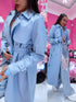 LIGHT BLUE, leather imitation trench "POWER" FL08